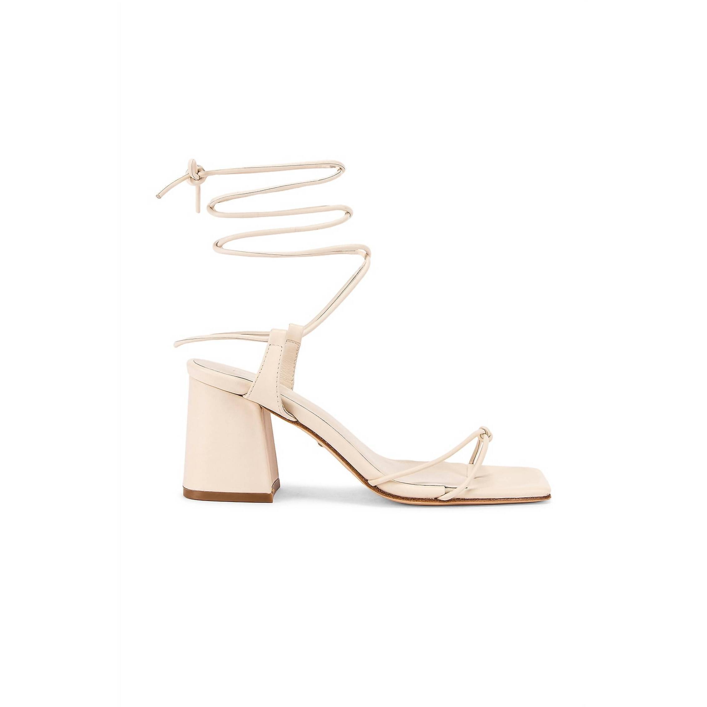 New Raye Women's Voyage Heel Leather Square Toe Sandals In Bone White